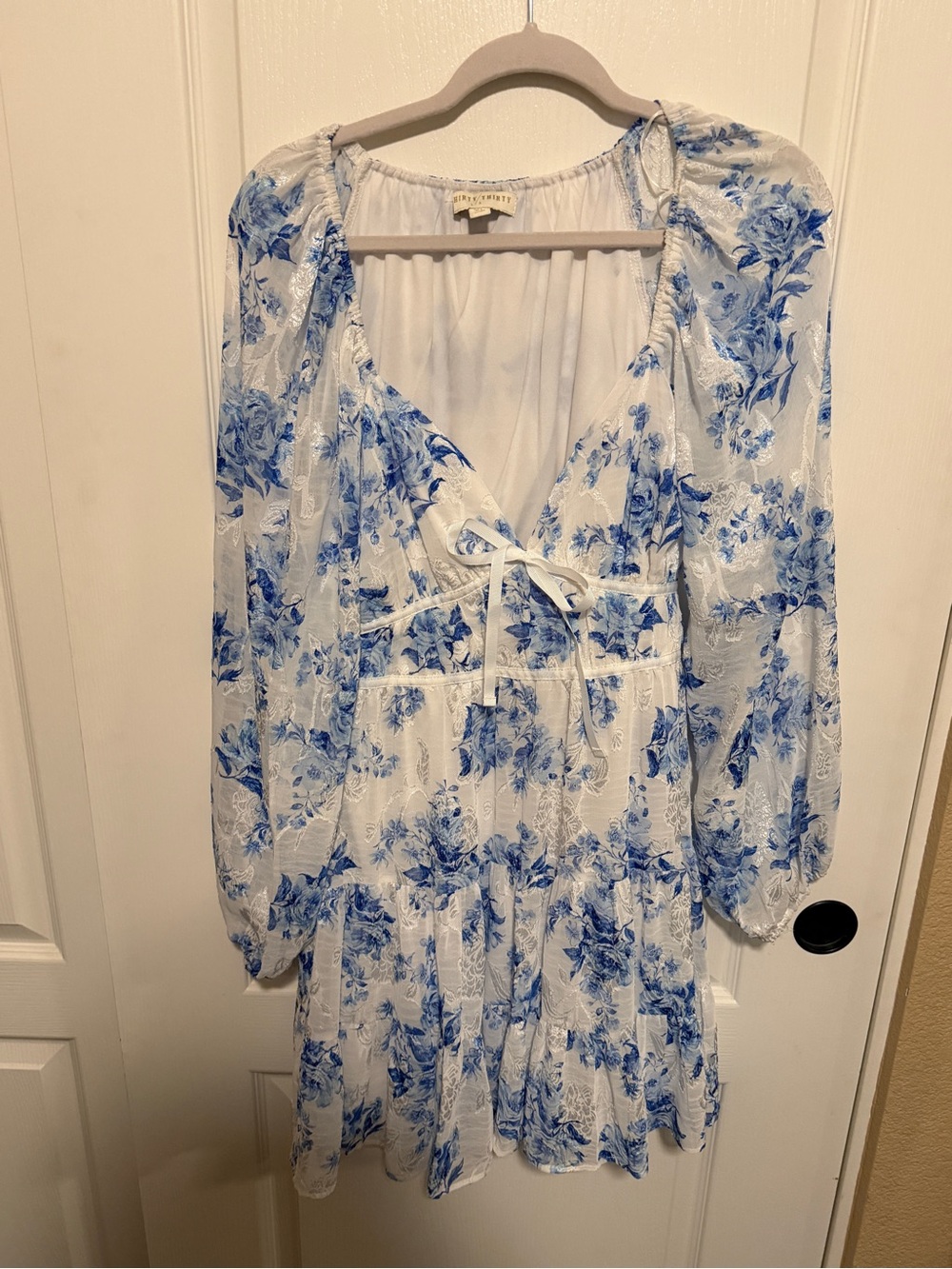 Blue Floral Tie-Front Mini Dress - Women